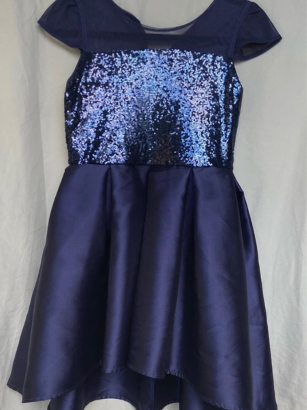 btween Navy Sequin Fit-and-Flare High-Low Party Dress